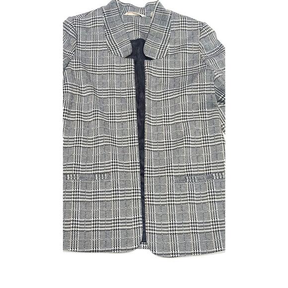 Soft Surroundings St. James plaid blazer Jacket PS black gray - Picture 2 of 7